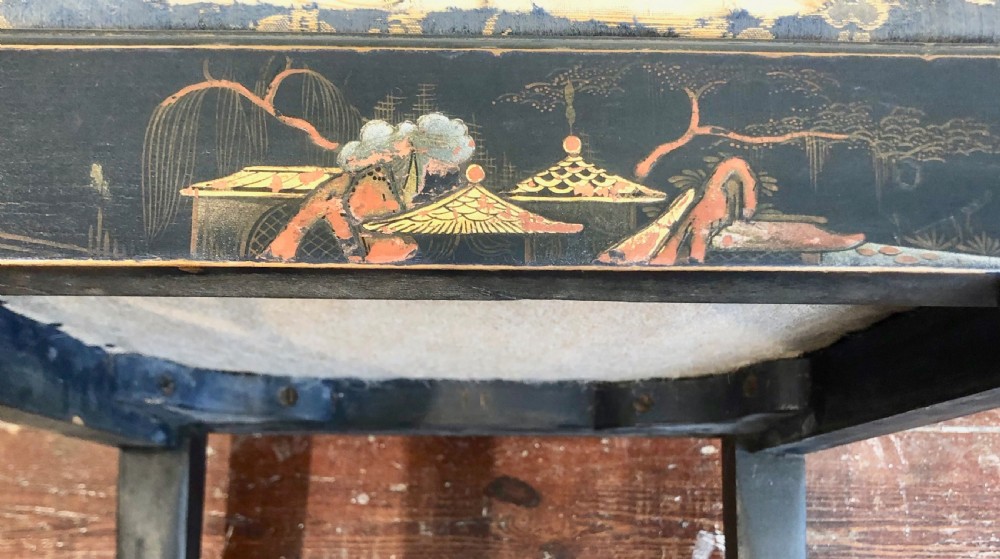 Pair of High Regency  Laquer Chairs in the Chinese style. View XII