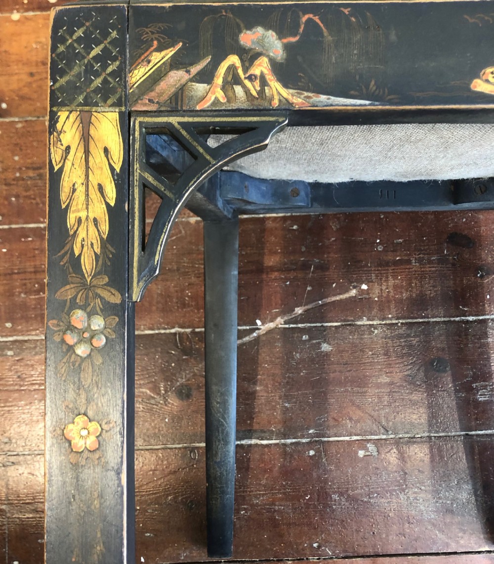 Pair of High Regency  Laquer Chairs in the Chinese style. View XVI