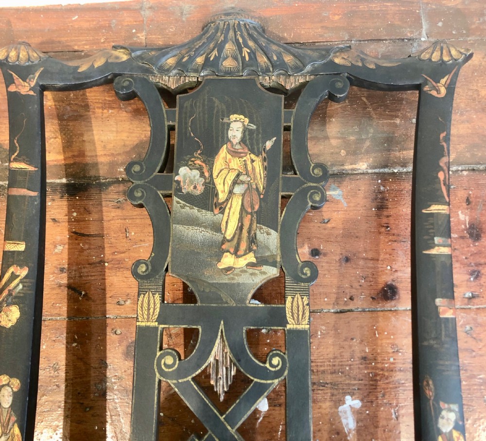 Pair of High Regency  Laquer Chairs in the Chinese style. View XVII