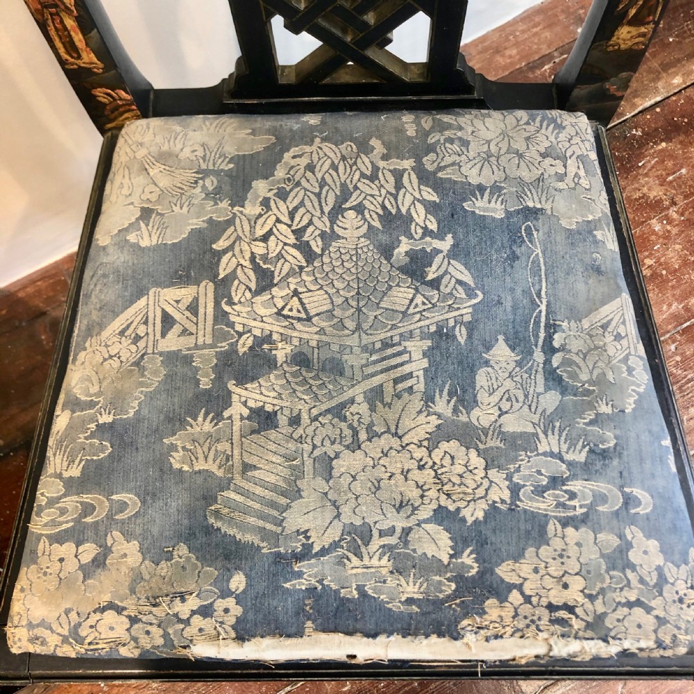 Pair of High Regency  Laquer Chairs in the Chinese style. View XX