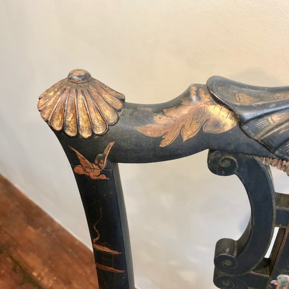 Pair of High Regency  Laquer Chairs in the Chinese style. View XXII