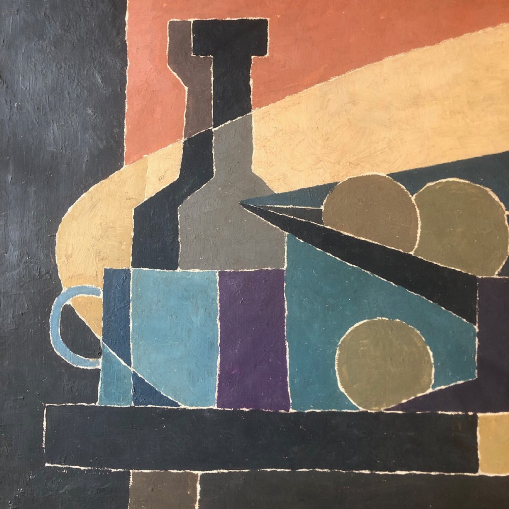 Abstract with Bottle. Oil on canvas. View II