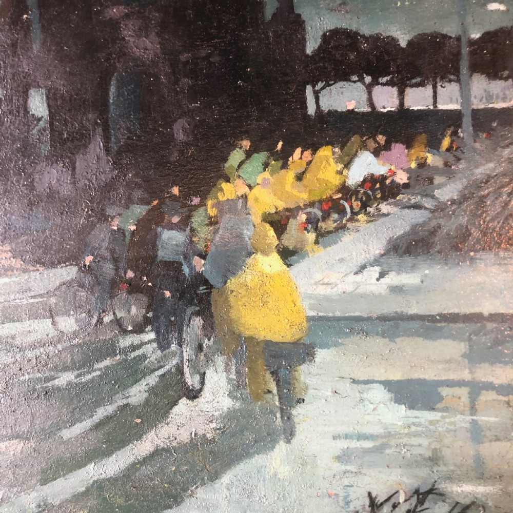 Cycles at Night, Camden. Oil on board. View III