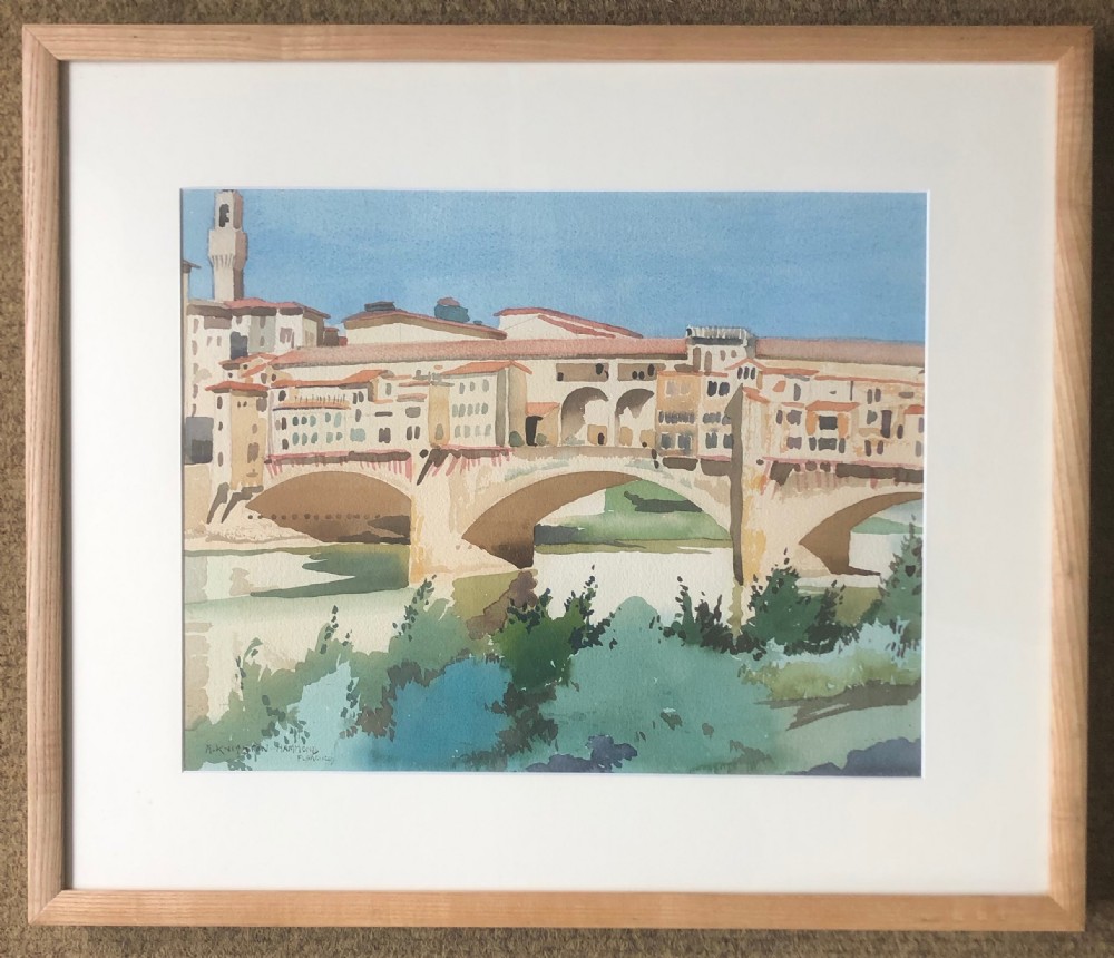 Ponte Vecchio Florence. Watercolour Signed.