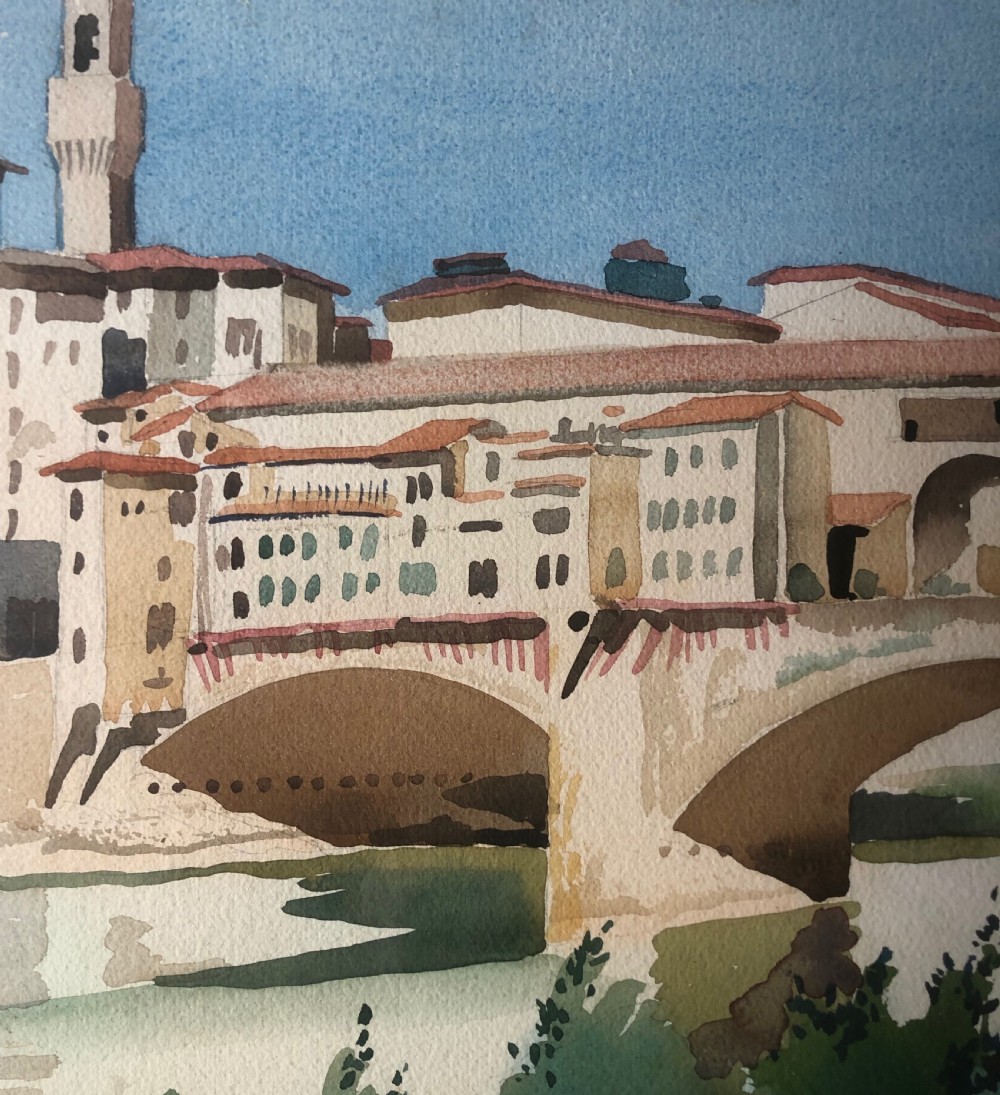 Ponte Vecchio Florence. Watercolour Signed. View V
