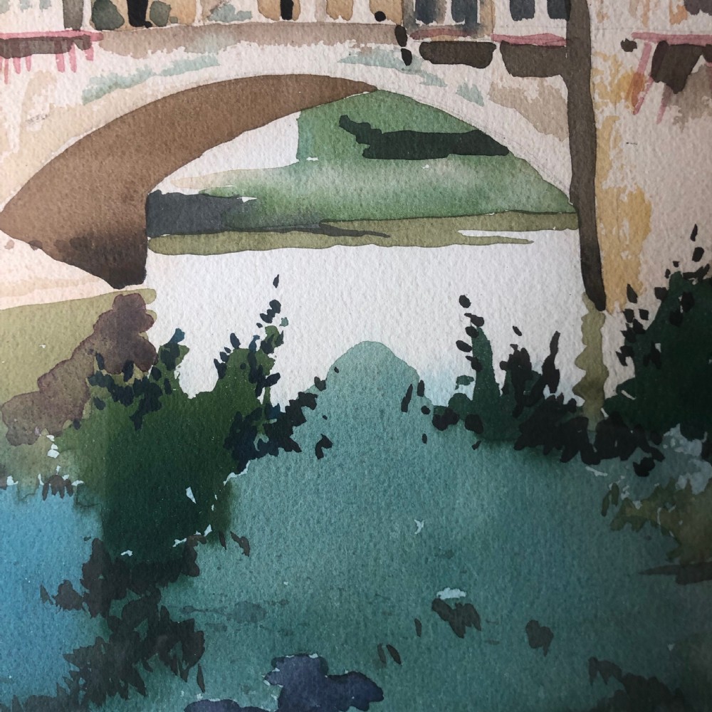 Ponte Vecchio Florence. Watercolour Signed. View VI