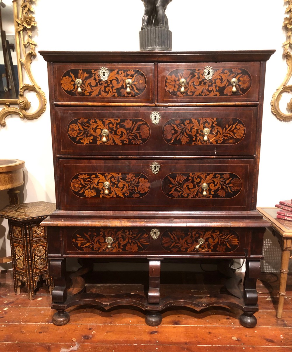 William and Mary Walnut Chest on stand. English,17th c.