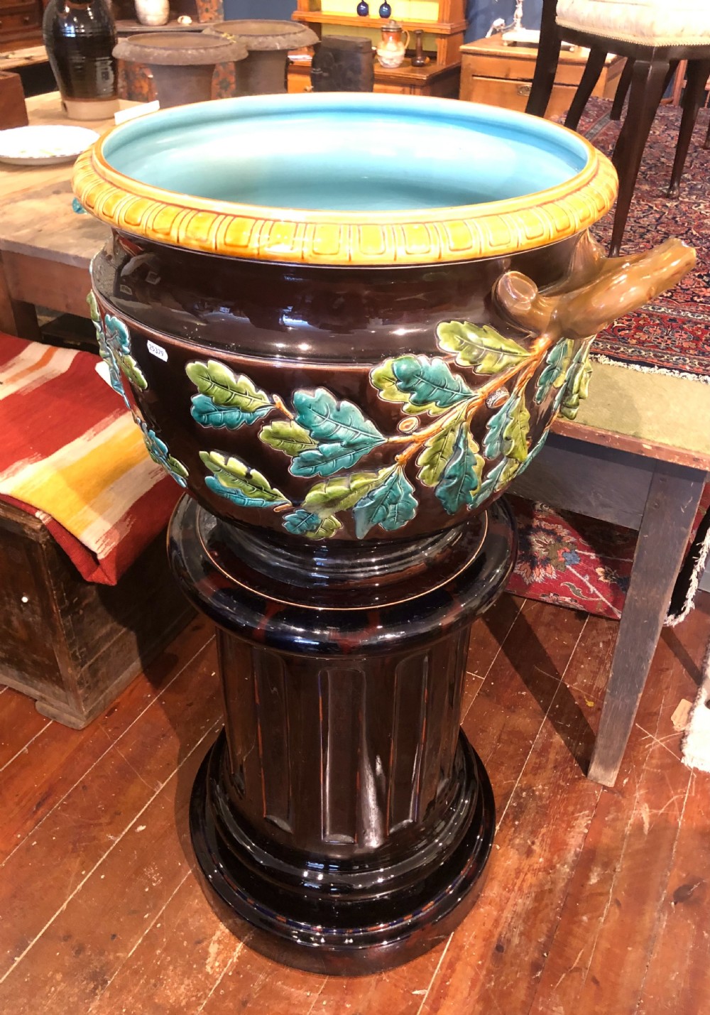 Sarreguemines Majolica Jardiniere and Fluted Column 1649. View II