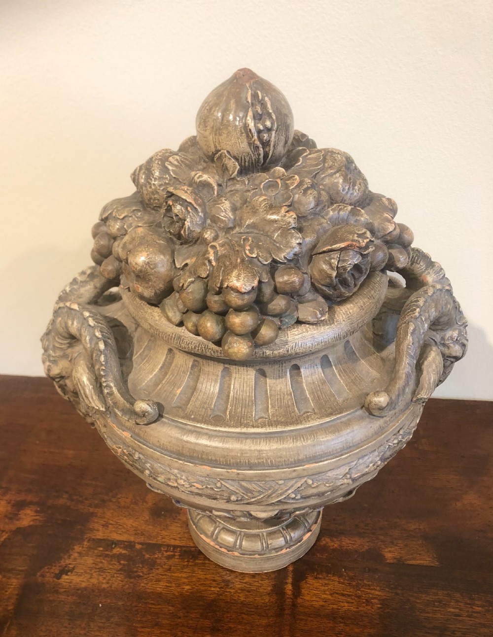 Terra cotta Rams Head Urn 19thc.