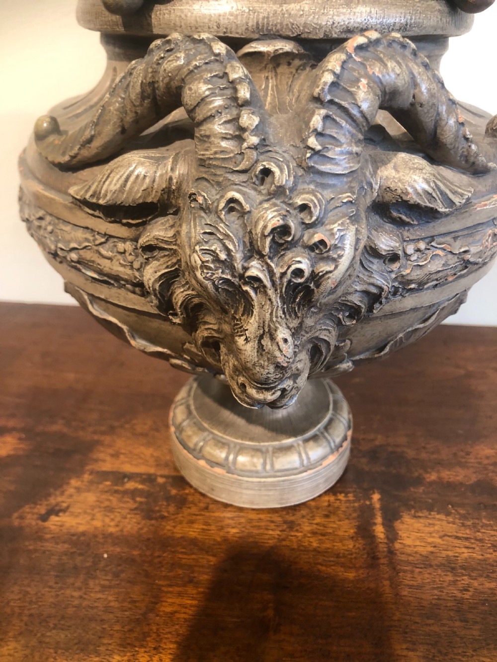 Terra cotta Rams Head Urn 19thc. View III