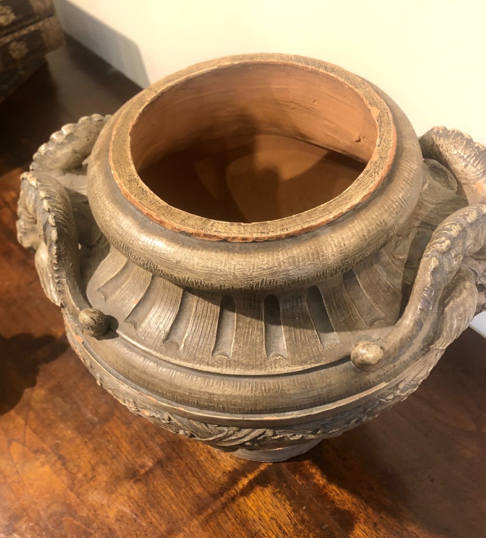 Terra cotta Rams Head Urn 19thc. View IV