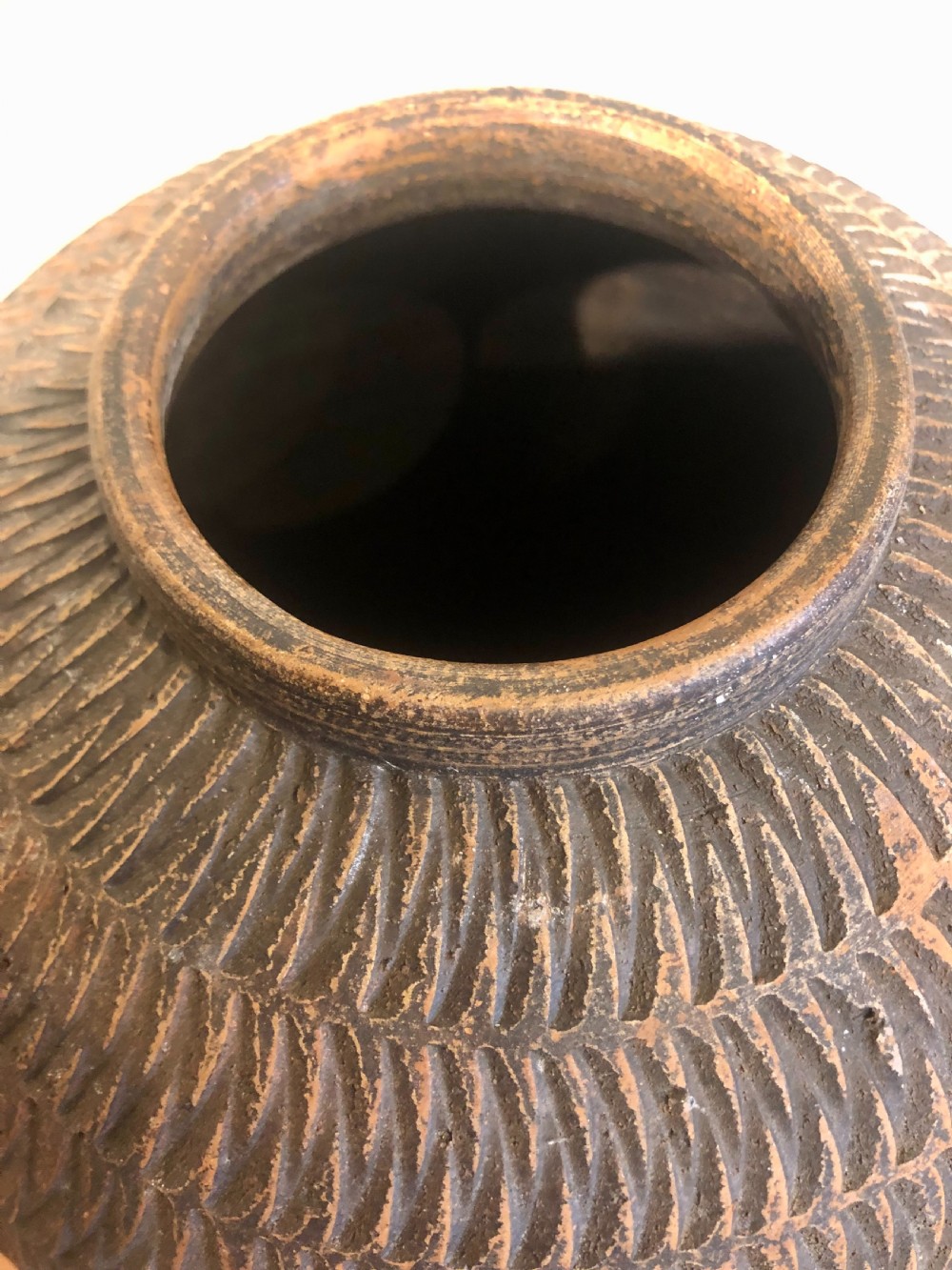 Large Earthenware Incised Vase. View III