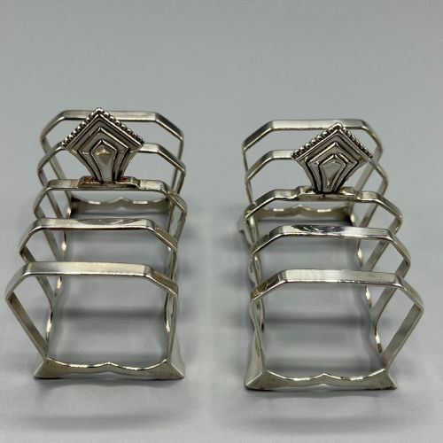 PAIR OF SOLID SILVER ART DECO TOAST RACKS HALLMARKED BIRMINGHAM 1932 - ADDITIONAL PHOTO 3