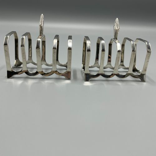 PAIR OF SOLID SILVER ART DECO TOAST RACKS HALLMARKED BIRMINGHAM 1932 - ADDITIONAL PHOTO 4