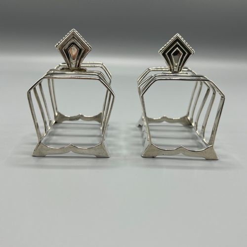PAIR OF SOLID SILVER ART DECO TOAST RACKS HALLMARKED BIRMINGHAM 1932 - ADDITIONAL PHOTO 5