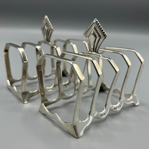 PAIR OF SOLID SILVER ART DECO TOAST RACKS HALLMARKED BIRMINGHAM 1932 - ADDITIONAL PHOTO 6