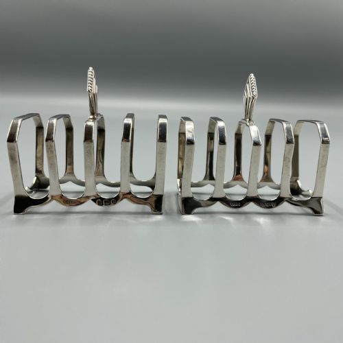 PAIR OF SOLID SILVER ART DECO TOAST RACKS HALLMARKED BIRMINGHAM 1932 - ADDITIONAL PHOTO 8