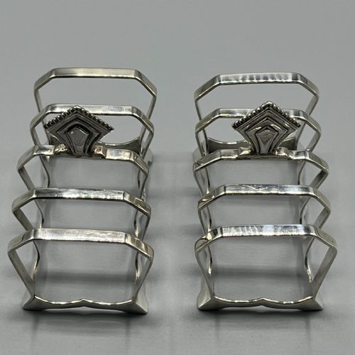 PAIR OF SOLID SILVER ART DECO TOAST RACKS HALLMARKED BIRMINGHAM 1932 - ADDITIONAL PHOTO 11