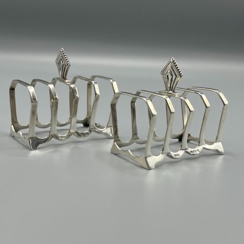 PAIR OF SOLID SILVER ART DECO TOAST RACKS HALLMARKED BIRMINGHAM 1932 - ADDITIONAL PHOTO 12