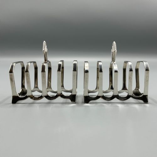 PAIR OF SOLID SILVER ART DECO TOAST RACKS HALLMARKED BIRMINGHAM 1932 - ADDITIONAL PHOTO 14