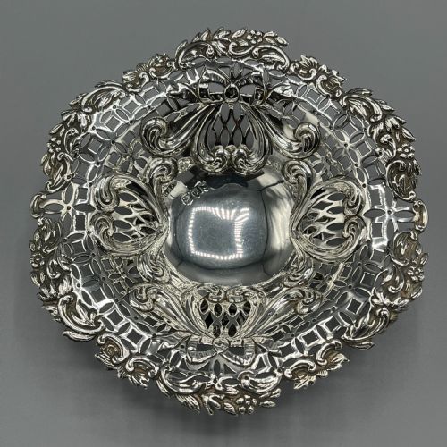PAIR SOLID STERLING SILVER BON BON DISHES HEAVY GAUGE - ADDITIONAL PHOTO 5