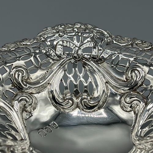 PAIR SOLID STERLING SILVER BON BON DISHES HEAVY GAUGE - ADDITIONAL PHOTO 9