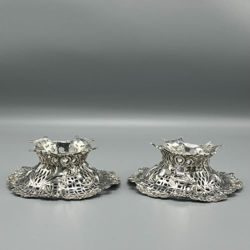 PAIR SOLID STERLING SILVER BON BON DISHES HEAVY GAUGE - ADDITIONAL PHOTO 10