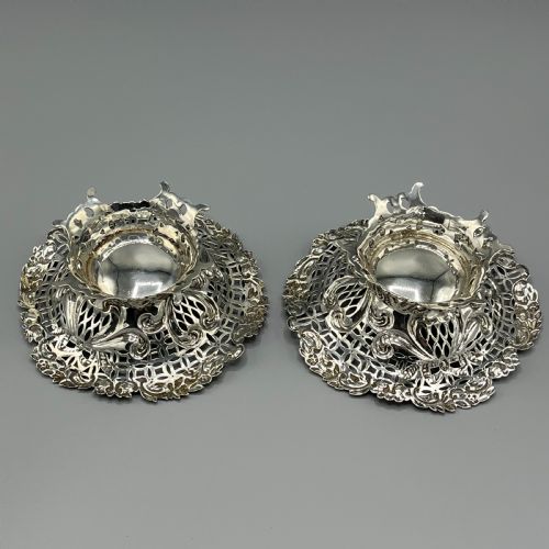 PAIR SOLID STERLING SILVER BON BON DISHES HEAVY GAUGE - ADDITIONAL PHOTO 11