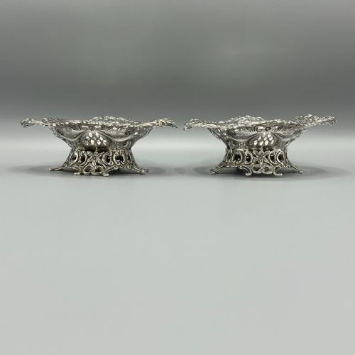 PAIR SOLID STERLING SILVER BON BON DISHES HEAVY GAUGE - ADDITIONAL PHOTO 12
