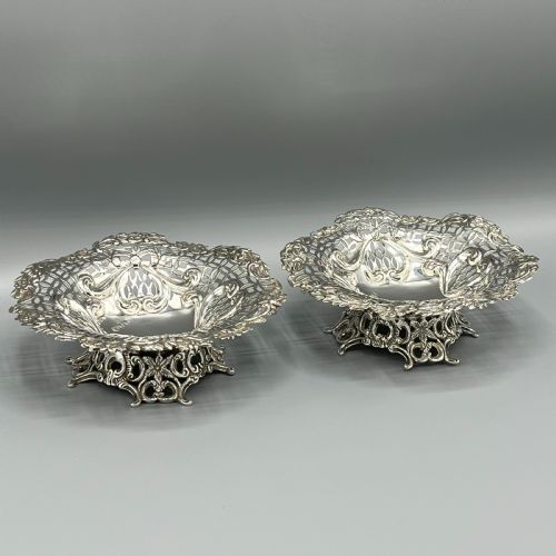 PAIR SOLID STERLING SILVER BON BON DISHES HEAVY GAUGE - ADDITIONAL PHOTO 13