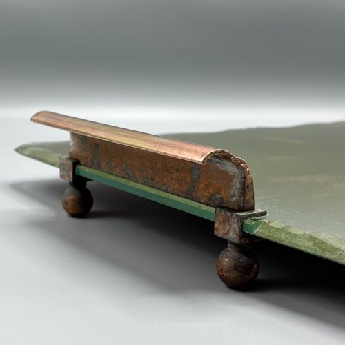 ART DECO MIRROR GLASS COCKTAIL TRAY WITH COPPER HANDLES - ADDITIONAL PHOTO 13