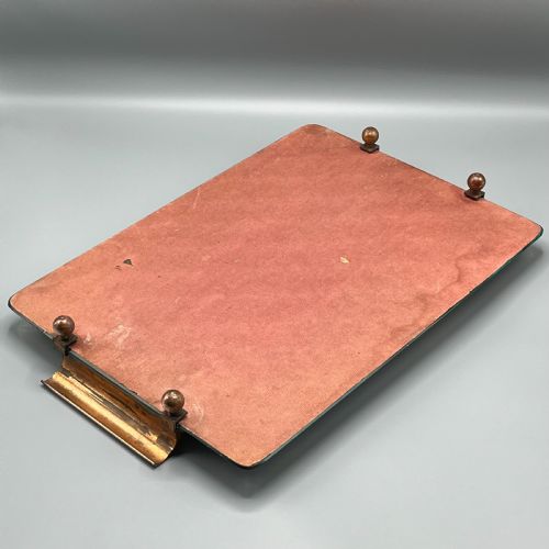 ART DECO MIRROR GLASS COCKTAIL TRAY WITH COPPER HANDLES - ADDITIONAL PHOTO 15