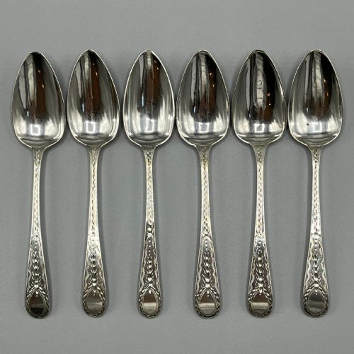 Georgian Solid Sterling Silver Bright Cut Tea Spoons Hallmarked 1797