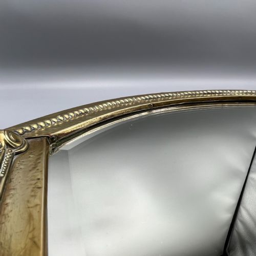 LARGE BRASS ART NOUVEAU EDWARDIAN PERIOD OVAL OVERMANTLE WALL MIRROR - ADDITIONAL PHOTO 8