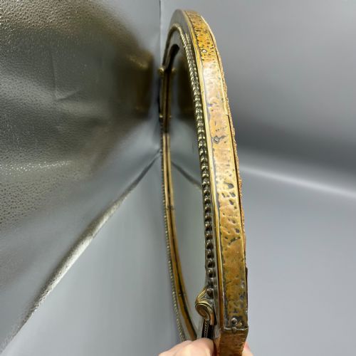 LARGE BRASS ART NOUVEAU EDWARDIAN PERIOD OVAL OVERMANTLE WALL MIRROR - ADDITIONAL PHOTO 16