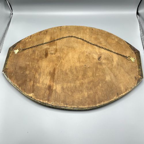 LARGE BRASS ART NOUVEAU EDWARDIAN PERIOD OVAL OVERMANTLE WALL MIRROR - ADDITIONAL PHOTO 17