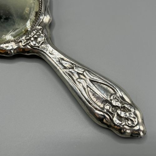 ART NOUVEAU STERLING SILVER HAND MIRROR REPOUSSE CHERUB HALLMARKED BIRMINGHAM 1909 - ADDITIONAL PHOTO 10