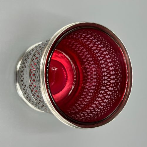 EDWARDIAN QUALITY SILVER PLATED MARMALADE PRESERVE POT WITH CRANBERRY GLASS LINER - ADDITIONAL PHOTO 14