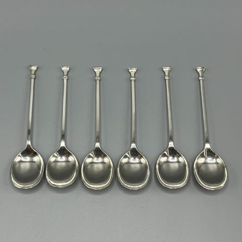 CASED SET OF 6 SOLID SILVER COFFEE SPOONS ART DECO HALLMARKED BIRMINGHAM 1932 - ADDITIONAL PHOTO 3