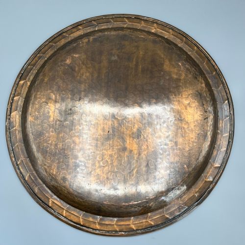 LARGE ROUND ARTS CRAFTS COPPER TRAY CHARGER BY HUGH WALLIS - ADDITIONAL PHOTO 16