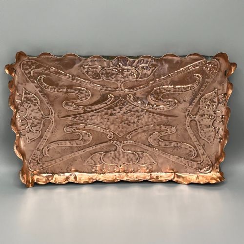 ART NOUVEAU COPPER REPOUSSE GALLERY TRAY - ADDITIONAL PHOTO 1
