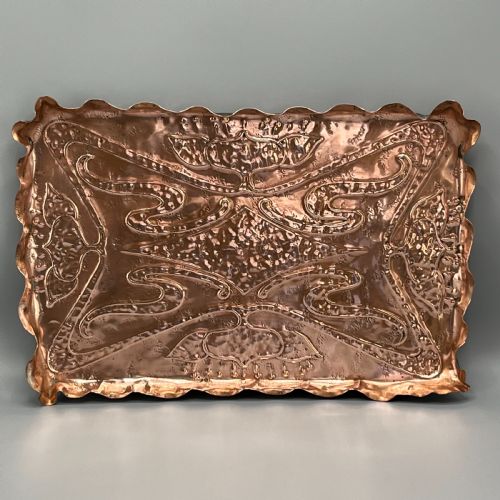 ART NOUVEAU COPPER REPOUSSE GALLERY TRAY - ADDITIONAL PHOTO 2