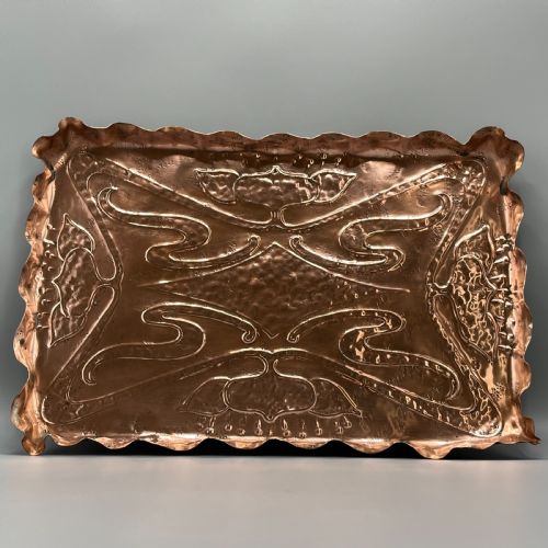 ART NOUVEAU COPPER REPOUSSE GALLERY TRAY - ADDITIONAL PHOTO 3