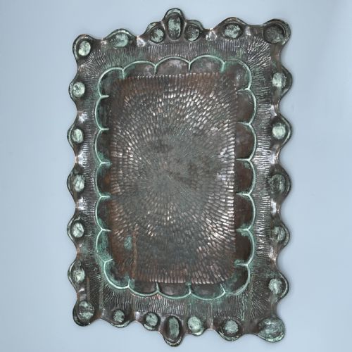 ART NOUVEAU SOLID COPPER REPOUSSE EMBOSSED TRAY - ADDITIONAL PHOTO 11