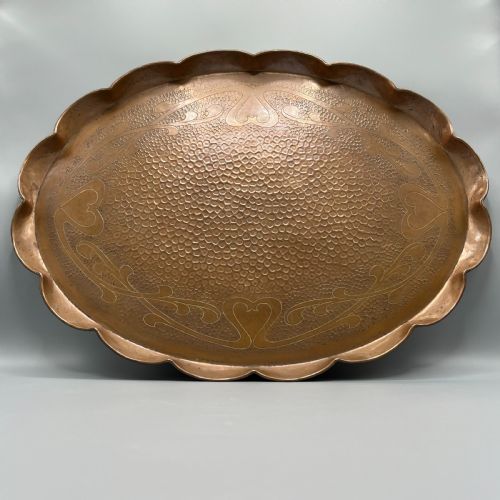 Large Art Nouveau Copper Gallery Serving Tray