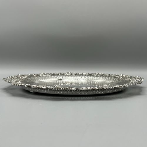GEORGE V SILVER PLATED PIERCED GRAPE VINE SALVER - ADDITIONAL PHOTO 5