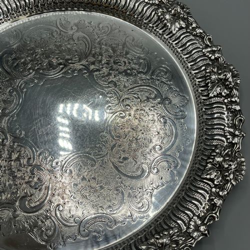 GEORGE V SILVER PLATED PIERCED GRAPE VINE SALVER - ADDITIONAL PHOTO 10