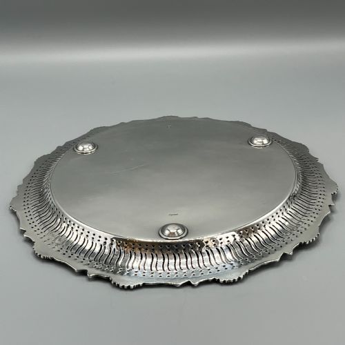 GEORGE V SILVER PLATED PIERCED GRAPE VINE SALVER - ADDITIONAL PHOTO 14