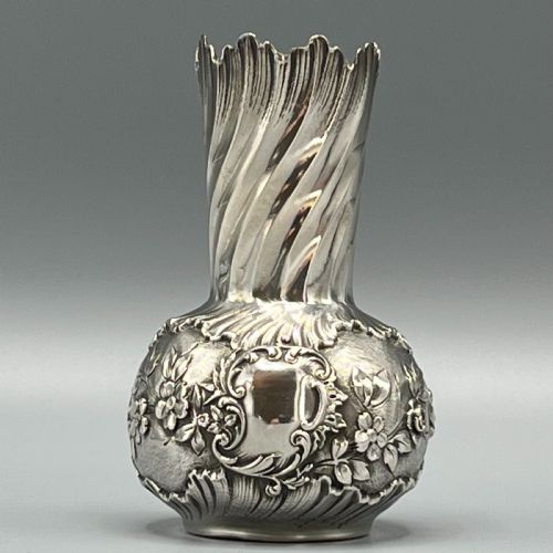 art nouveau silver plated foliate embossed bud vase - CATEGORY: ANTIQUE SILVER - DATED 1900