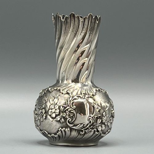 ART NOUVEAU SILVER PLATED FOLIATE EMBOSSED BUD VASE - ADDITIONAL PHOTO 1
